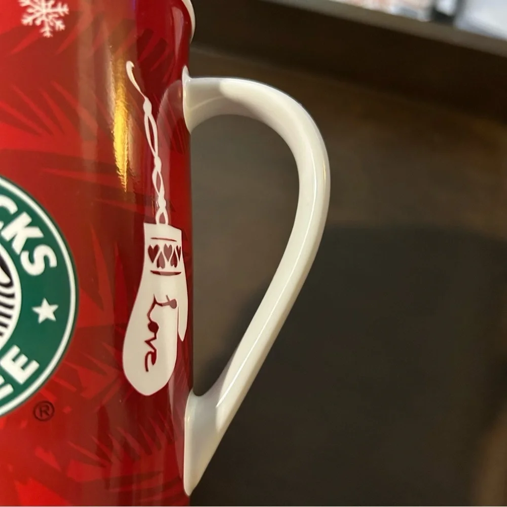 Starbucks 2009 Holiday Mug Christmas red white green tall